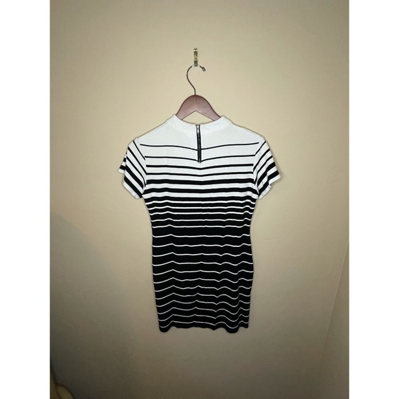 BLACK WHITE STRIPE SHIFT DRESS MINI REVOLVE SZ L STATE OF BEING - Picture 3 of 5